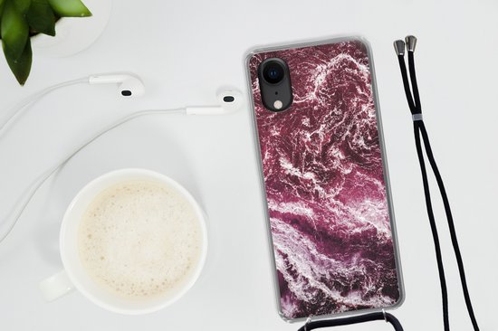 Cordon de téléphone - Chaîne de téléphone - Coque avec cordon iPhone XR - Marbre - Natuursteen - Minéraux - Siliconen - Bandoulière - Coque de téléphone avec cordon