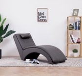 vidaXL Chaise longue met kussen kunstleer grijs