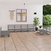 vidaXL 8-delige Loungeset massief grenenhout grijs