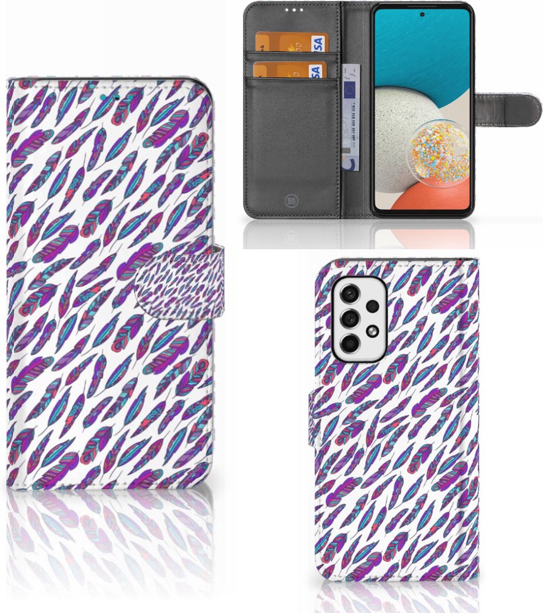 Samsung Galaxy A53 Telefoon Hoesje Feathers Color
