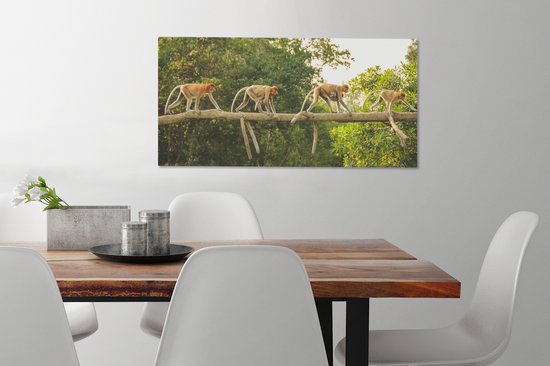Tableau sur toile Singes marchant sur une branche - 80x40 cm - Décoration murale