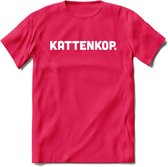 Kattenkop - Katten T-Shirt Kleding Cadeau | Dames - Heren - Unisex | Kat / Dieren shirt | Grappig Verjaardag kado | Tshirt Met Print | - Roze - XL