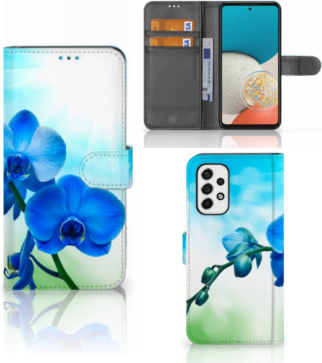 Samsung Galaxy A53 Hoesje Orchidee Blauw - Cadeau voor je Moeder