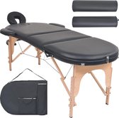 vidaXL Massagetafel inklapbaar 10 cm dik met 2 bolsters ovaal zwart