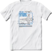 F-18 Vliegtuig T-Shirt | Unisex leger Kleding | Dames - Heren Straaljager shirt | Army F16 | Grappig bouwpakket Cadeau | - Wit - 3XL