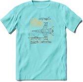 F-18 Vliegtuig T-Shirt | Unisex leger Kleding | Dames - Heren Straaljager shirt | Army F16 | Grappig bouwpakket Cadeau | - Licht Blauw - S