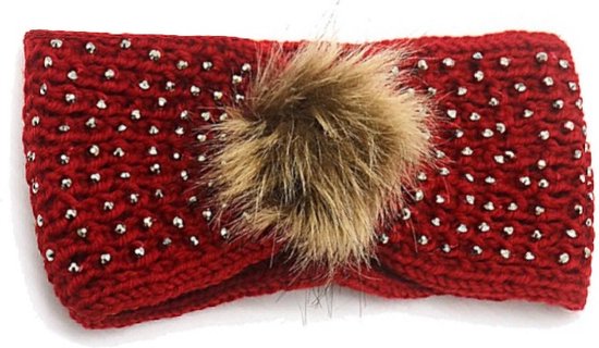 Haarband Winter Steentjes Furry Rood - Gebreide Haarband | bol.com