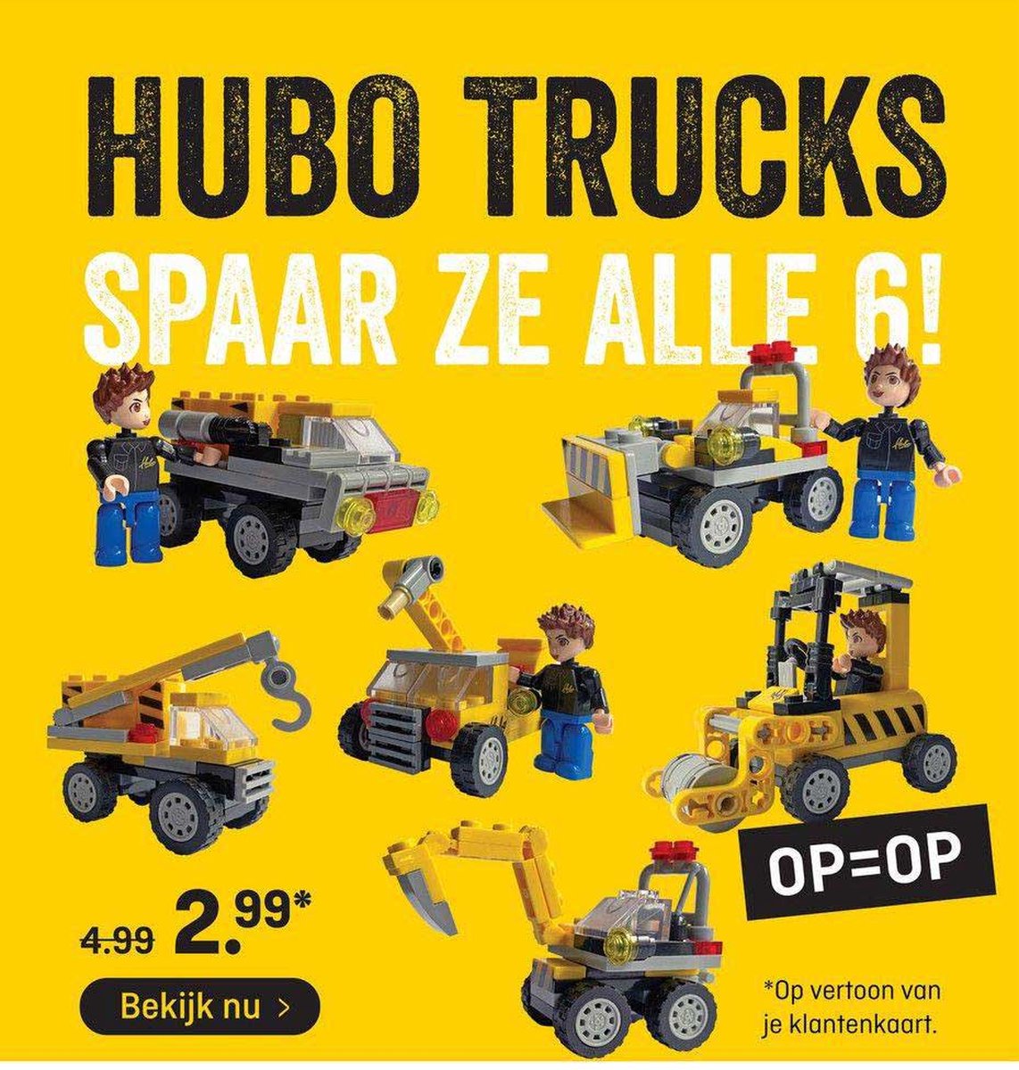 Hubo Truck Set - Containertruck, Graafmachine, Wals, Bulldozer, Kraanwagen,  Truck met... | bol.com