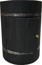 Bijzet tafel, wijn kastje teakhout teak zwart handbeschilderd Ø 35x45 cm tweedehands  Nederland