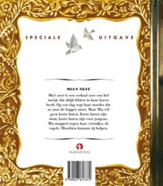 Speciale uitgave Mia's Nest met vogels, bokkenpootjes en een gouden rand.