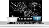 Spatscherm keuken 90x60 cm - Kookplaat achterwand Kaart - Dordrecht - Zwart - Muurbeschermer - Spatwand fornuis - Hoogwaardig aluminium
