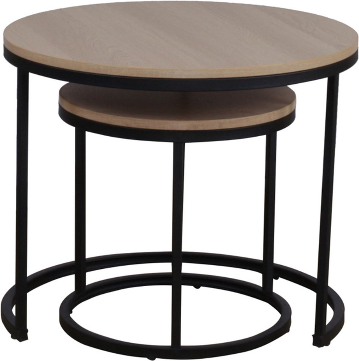 Morada salontafel industrieel mangohout naturel rond set van 3