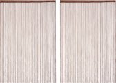 Relaxdays 2x draadgordijn - deurgordijn met franjes - draadjesgordijn - 145x245 cm - bruin