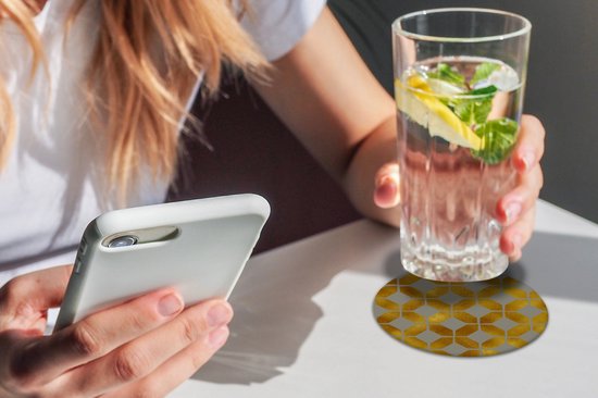 Sous- Sous-verres pour verres - Ronds - Motifs - Goud - Luxe - 10x10 cm - 6 pièces