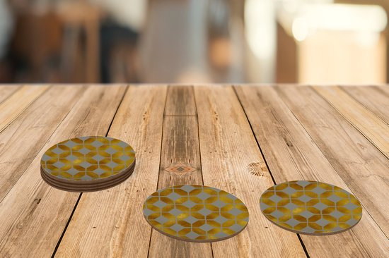 Sous- Sous-verres pour verres - Ronds - Motifs - Goud - Luxe - 10x10 cm - 6 pièces