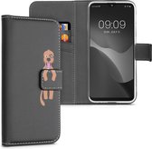 kwmobile telefoonhoesje voor Samsung Galaxy A20e - Hoesje met pasjeshouder in bruin / poederroze / zwart - Kleine Hond design