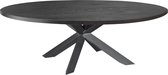 Ovalen tafel eikenhout met facetrand - naturel - gedraaide spin-poot onderstel - extra dik