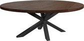 Ronde eikenhouten tafel met facetrand - naturel - spin-poot onderstel - extra dik blad