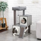 kattenhuis met krabpaal - grijs
