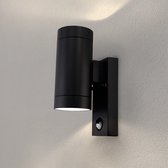 Ledvion Nova - Buitenlamp met Sensor - Zwart - Up Down Light - 2x GU10 Fitting - IP54