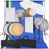 Everest Fotostudioset met softboxlampen paraplu's achtergrond reflector