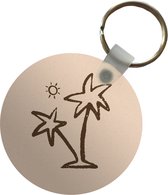 Sleutelhanger - Palmboom - Zon - Pastel - Plastic - Rond - Uitdeelcadeautjes