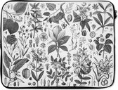 Laptophoes 17 inch - Illustraties van verschillende plantenfamilies - Laptop sleeve - Binnenmaat 42,5x30 cm - Zwarte achterkant