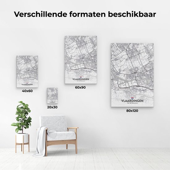 Artaza - Peinture sur Canevas - Carte de ville Vlaardingen en blanc - 20x30 - Petit - Photo sur Toile - Impression sur Toile