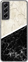Geschikt voor Samsung Galaxy S21 FE hoesje - Marmer print - Patronen - Luxe - Siliconen Telefoonhoesje
