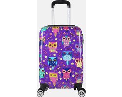 Decent Forenza Handbagage koffer lichtgewicht - Reiskoffer trolley – Koffer met print - Reis rolkoffer met wieltjes - Reistrolley op wielen - Luggage suitcase - 55x35x25 cm - Bagage 55 cm - Owls