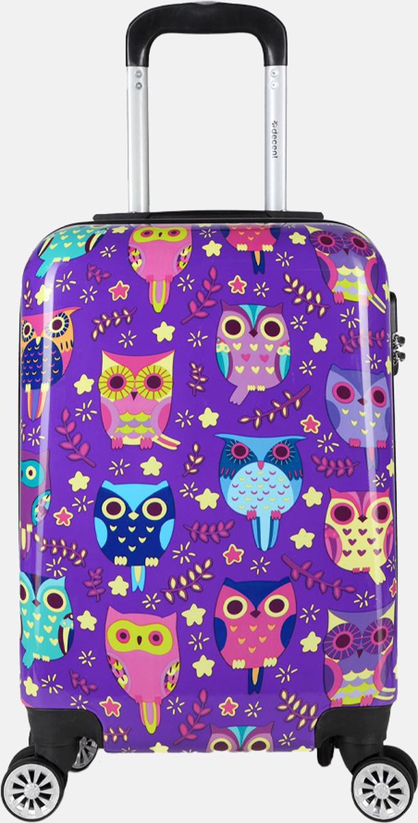 Decent Forenza Handbagage koffer lichtgewicht - Reiskoffer trolley – Koffer met print - Reis rolkoffer met wieltjes - Reistrolley op wielen - Luggage suitcase - 55x35x25 cm - Bagage 55 cm - Owls
