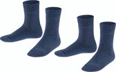 Foot Logo 2-Pack Sokken voor meisjes en jongens dun zacht mid-rise ondoorzichtig biologisch zonder motief set Katoen Multipack Blauw Kinderen sokken - Maat 31-34