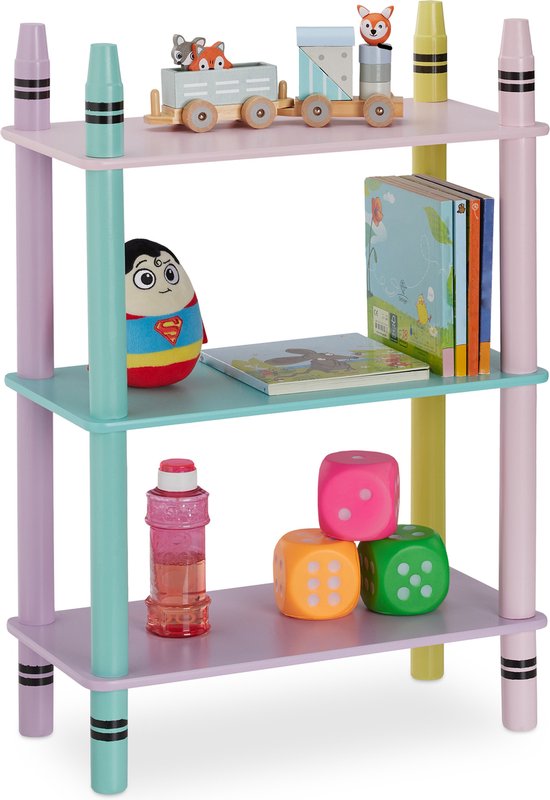 Bibliothèque pour enfants Relaxdays - armoire à jouets - bibliothèque chambre d'enfant - étagère de rangement pour enfants