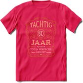 80 Jaar Legendarisch Gerijpt T-Shirt | Okergeel - Ivoor | Grappig Verjaardag Cadeau | Dames - Heren | - Roze - XL