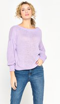 LOLALIZA Grof gebreide trui met lurex - Paars - Maat L