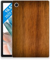 Tablethoesje met Naam Samsung Galaxy Tab A8 2021 Cover Donker Hout met doorzichte zijkanten