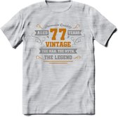 77 Jaar Legend T-Shirt | Goud - Zilver | Grappig Verjaardag Cadeau | Dames - Heren | - Licht Grijs - Gemaleerd - L