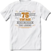 75 Jaar Legend T-Shirt | Goud - Zilver | Grappig Verjaardag Cadeau | Dames - Heren | - Wit - XL