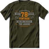78 Jaar Legend T-Shirt | Goud - Zilver | Grappig Verjaardag Cadeau | Dames - Heren | - Leger Groen - M