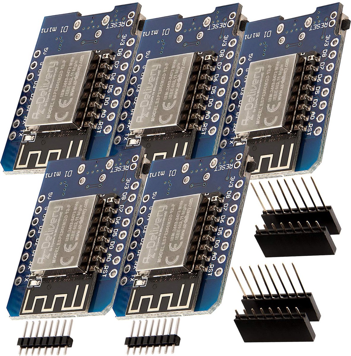 AZDelivery 5 x D1 Mini NodeMcu avec module WLAN ESP8266-12F CH340G Lua ...