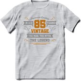 85 Jaar Legend T-Shirt | Goud - Zilver | Grappig Verjaardag Cadeau | Dames - Heren | - Licht Grijs - Gemaleerd - L