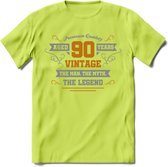 90 Jaar Legend T-Shirt | Goud - Zilver | Grappig Verjaardag Cadeau | Dames - Heren | - Groen - XL