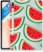 Tablethoes Samsung Galaxy Tab S7FE TPU Bumper Watermelons met doorzichte zijkanten