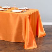 Luxe Tafellaken Katoen - 396x228 cm - Koraal Oranje - Satijn Tafelkleed - Eetkamer Decoratie - Tafelen