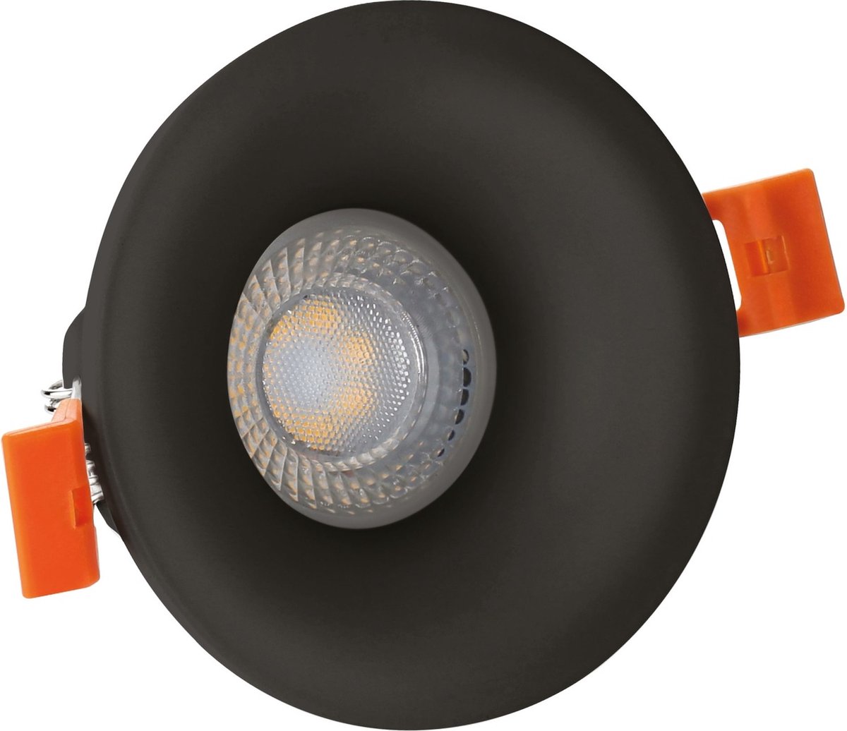 LED GU10 inbouwspot rond zwart - zaagmaat 74mm - incl. GU10 fitting met montagebeugel
