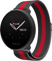 Strap-it Luxe Milanese bandje - geschikt voor Polar Ignite / Ignite 2 / Ignite 3 / Unite / Pacer - zwart/rood