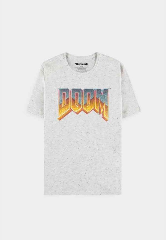 Doom Heren Tshirt Logo Wit