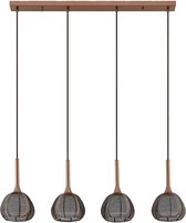 Lucande - hanglamp - 4 lichts - ijzer, glas, aluminium - E14 - bruin, wit