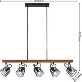 Lindby - hanglamp - 5 lichts - eiken, staal - E14 - , donker hout