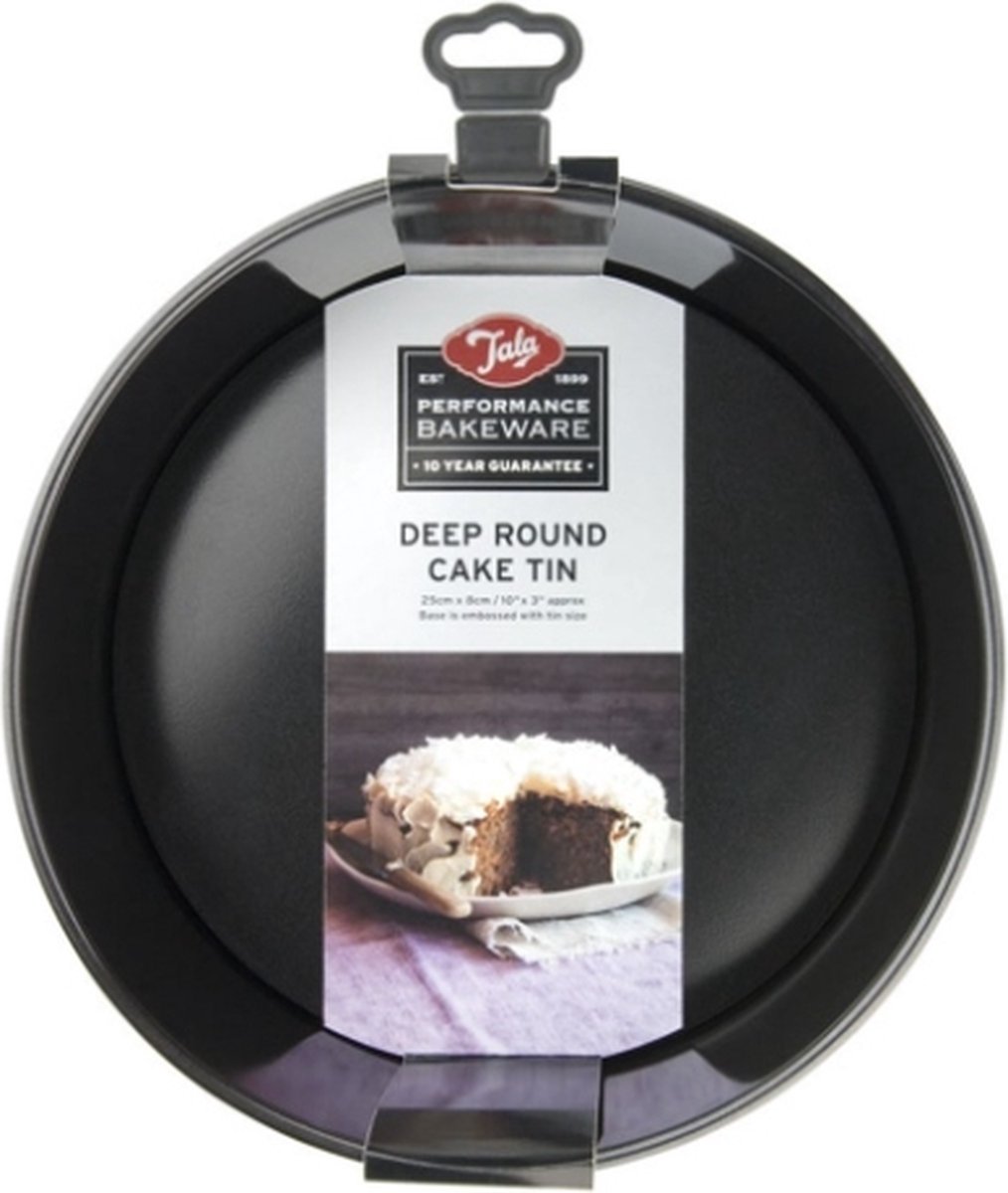 Tala Performance – Ronde Bakvorm Extra Diep – 25 cm – Met Losse Bodem – Dubbele Anti-aanbaklaag – Koolstofstaal – BPA- & PFOA-vrij – Vaatwasser-, Oven-, Koelkast- & Vriezerbestendig